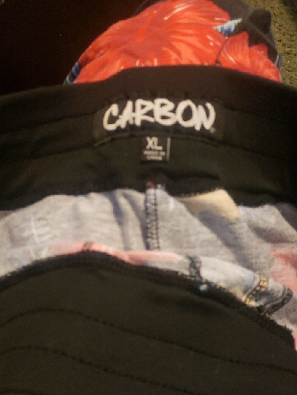 Carbon Black Floral Drawstring Joggers with Red & Yellow Blooms - Picture 3 of 3